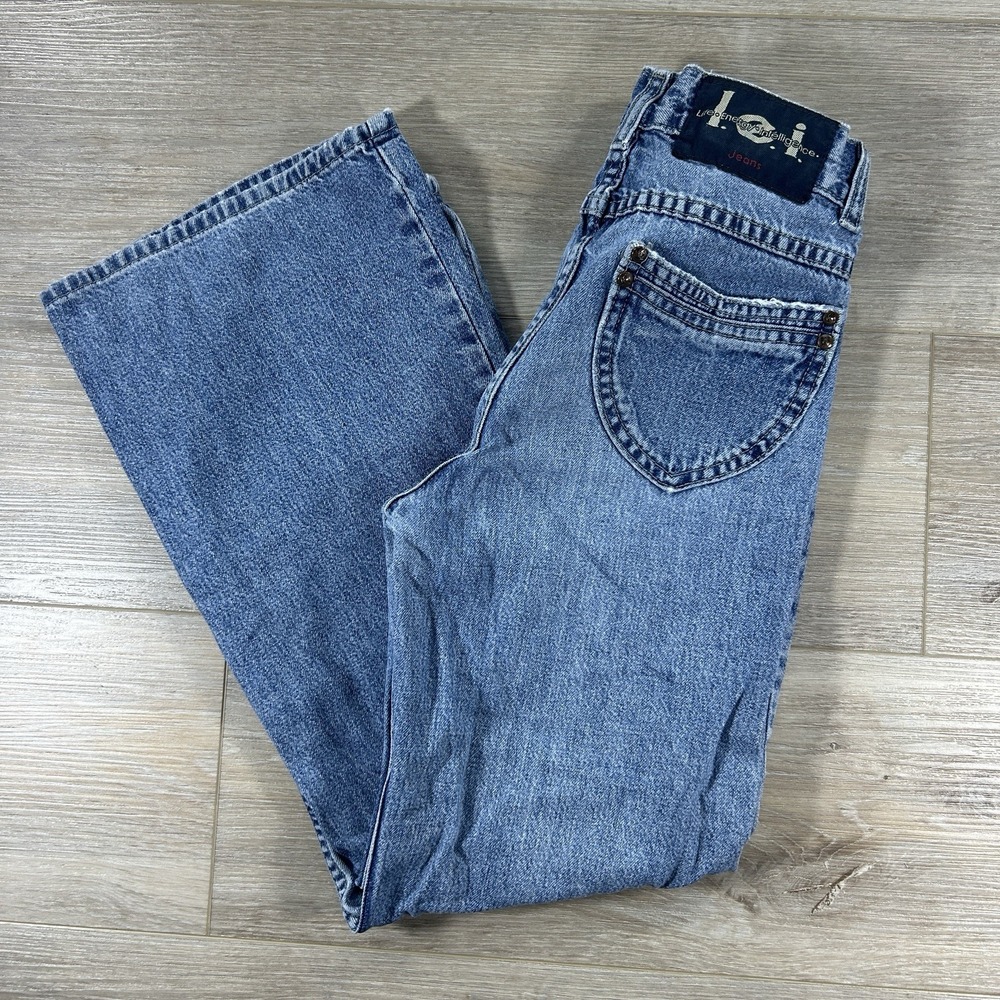 VTG L.E.I. Girls Size 8 Denim Flare Jeans Made In USA Stretch Pockets‎ Y2K 90s